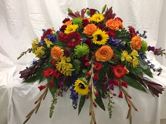 A Burst Of Autumn Casket Piece from Brownfield Floral in Brownfield, TX